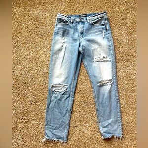 Silver Jeans Light Blue Straight Leg Distressed Denim